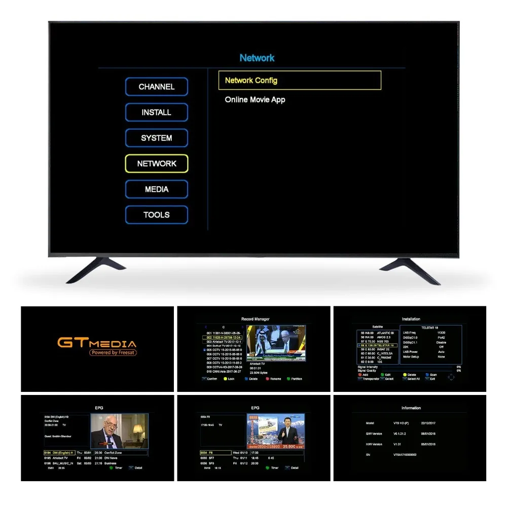 Спутниковый ресивер Freesat V7S HD GTMEDIA V7S HD Full 1080P DVB-S2 HD Поддержка 1 yearCcam powervu набор верхней коробки freesat V7