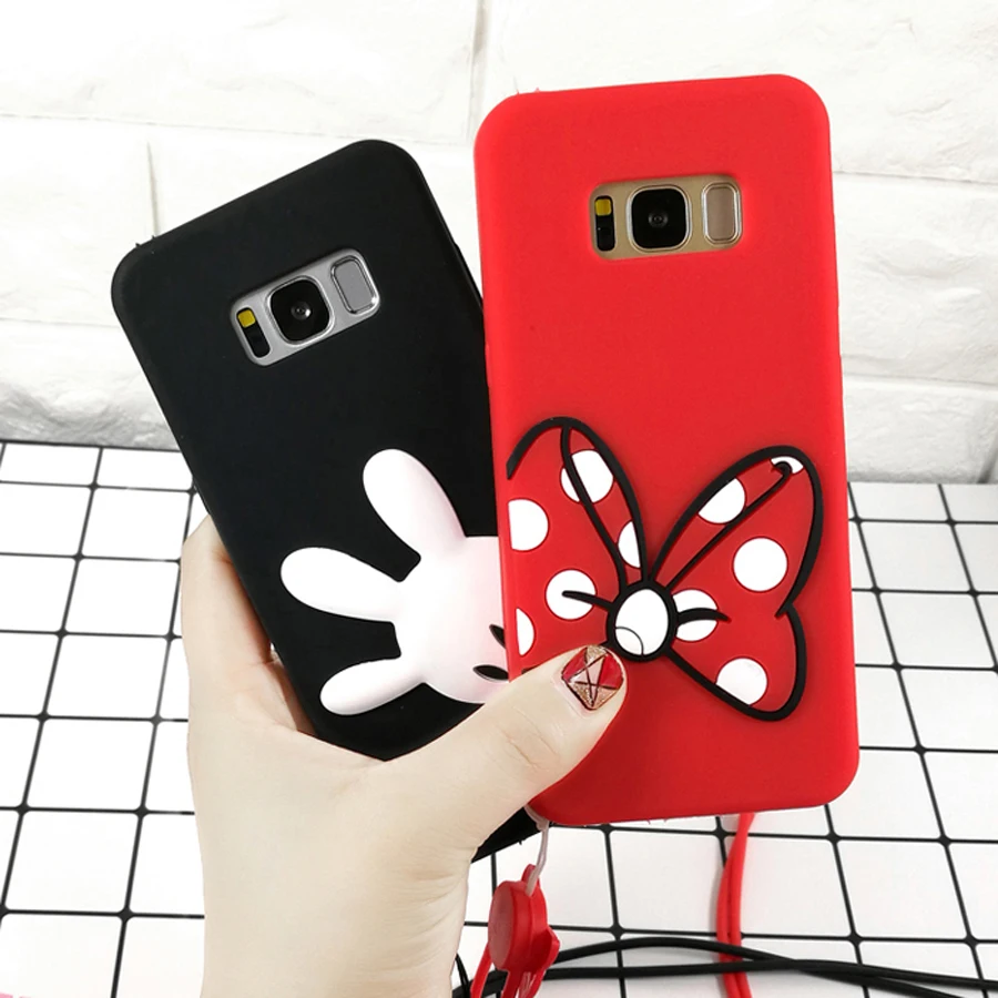 

For samsung galaxy s9 s8 plus s7 s6 edge plus note 8 j7 pro 2017 j2 j5 j7 prime case cute cartoon with strap soft silicone shell