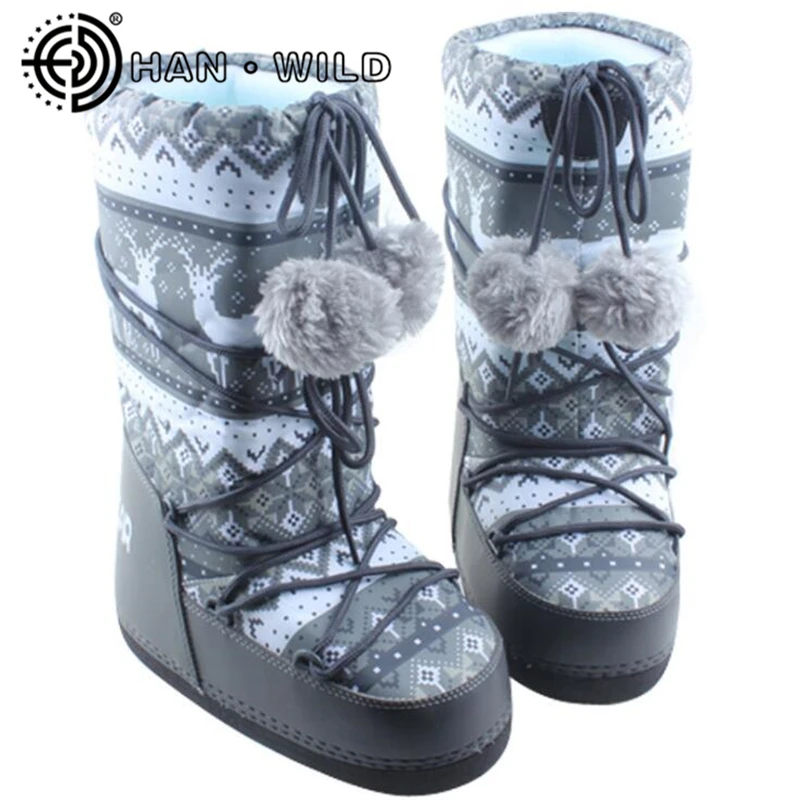 

Classic Women Winter Snow Boots Brand Space Boots Christmas Deer Mid-C Boots Women Keep Warm Shoes Ladies Platform Boots