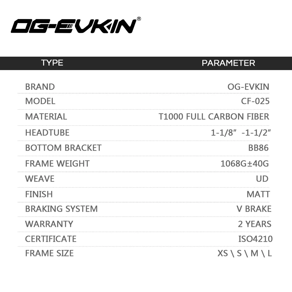 Sale OG-EVKIN CF-025 Carbon Road Frame V-Brake Bicycle Frame BB86 Carbon Frame Di2&Mechanical Bike Frame Telaio Carbonio Strada 2019 1 Sale OG-EVKIN CF-025 Carbon Road Frame V-Brake Bicycle Frame BB86 Carbon Frame Di2&Mechanical Bike Frame Telaio Carbonio Strada 2019 1