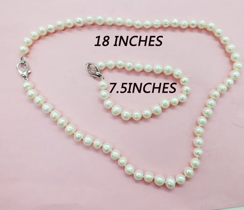 2018#  8-9MM genuine white pearl necklace and bracelet (pearl HAVE flaw) + cages pendant and freshwater oyster