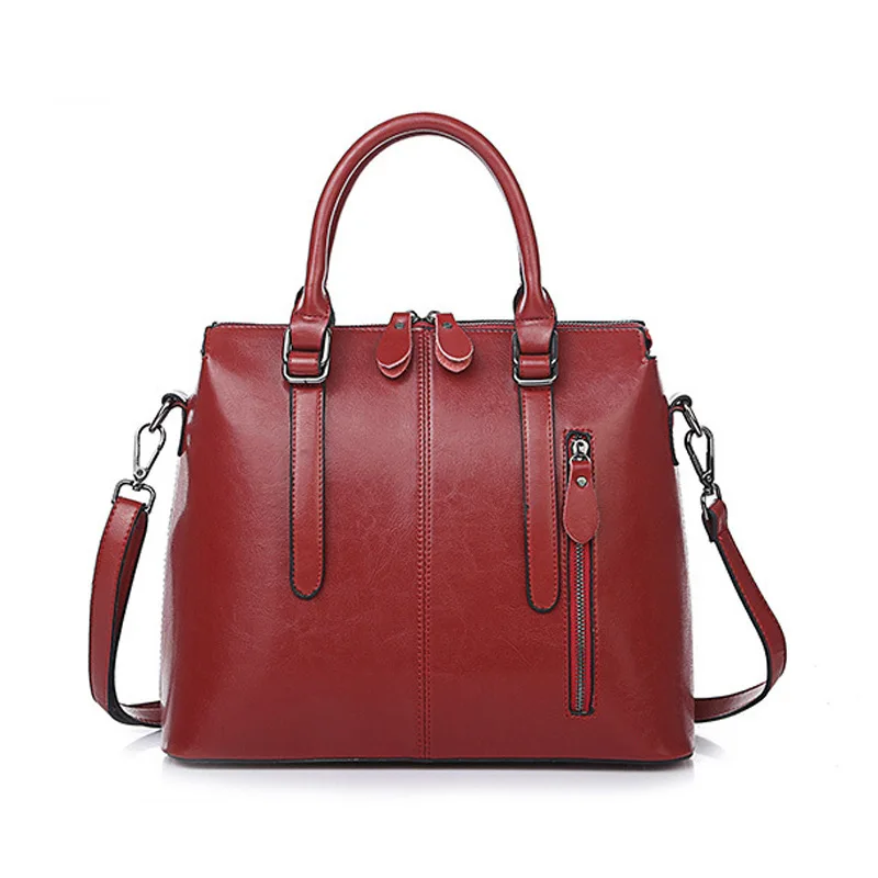 

HANSOMFY Leather Handbag Bag Fashion Vintage Large Shopping Bag Designer Crossbody Bags Big Shoulder Bag Female
