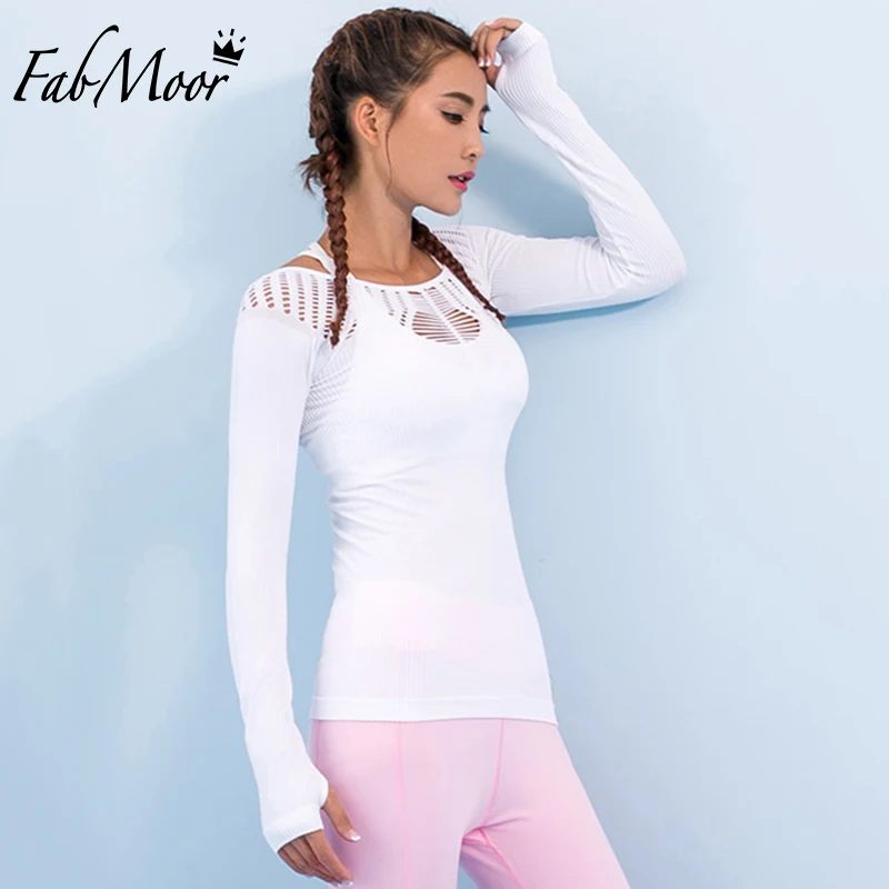 Buy Ribbed Yoga Shirts For Women Long Sleeve Workout
