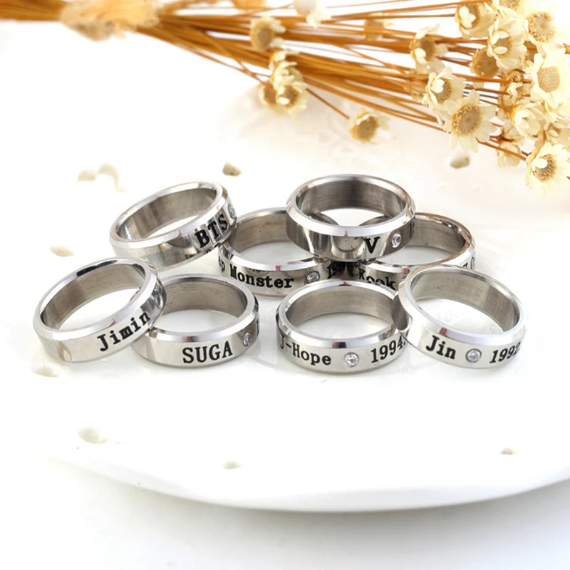 

8 Style Korean Bangtan Boys BTS Album Ring Rap Monster Jimin Jin Suga V J-Hope Rings BTS Accessories For Men Women Female