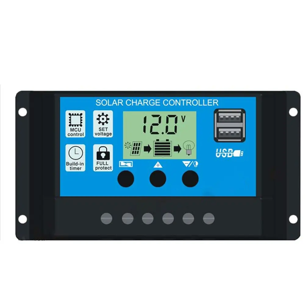 

20A Solar Charger Controller Solar Panel Battery Intelligent Regulator with USB Port Display 12V/24V