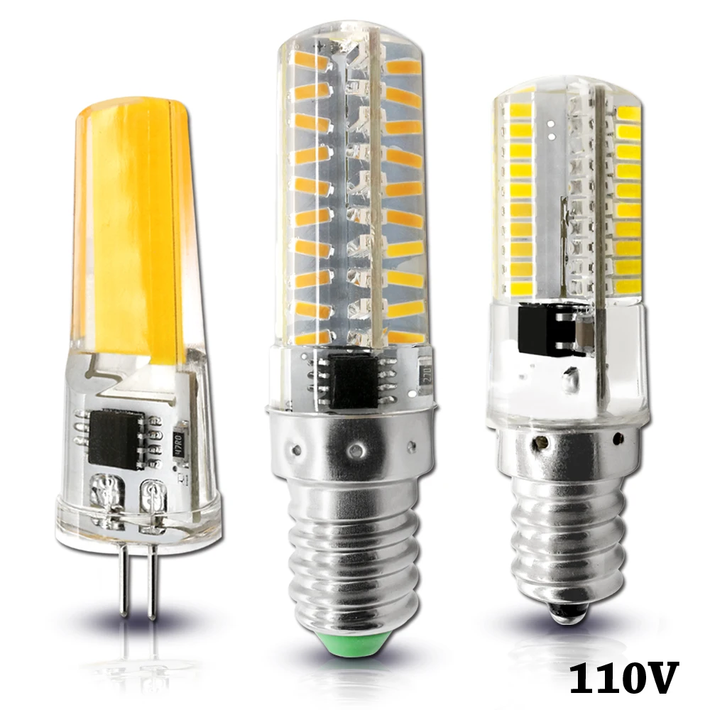 

Hontiey LED Corn Bulb AC 110V Mini Dimmable Silicone White Light Bead for Chandelier Table lamp G4 G8 G9 E11 E12 E14 E17 BA15D