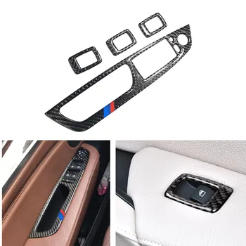 

LHD Carbon Fiber Door Window Switch Cover Sticker For BMW X5 E70 08-13 X6 E71 08-13 Armrest button Trims For car with folding