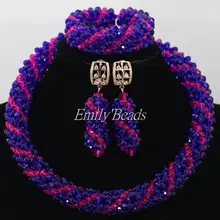 2016 Latest African Crystal Beads Jewelry Sets Nigerian Wedding Costume Indian Bridal Necklace Jewelry Sets Free Shipping AIJ665