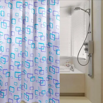 

1Pc Polyester Waterproof Fabric Random Pattern & Hooks Bathroom Shower Curtain