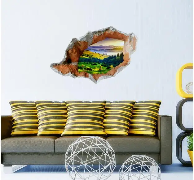 95*58cm Living Room Bedroom 3D Forest Wall Stickers Floor Green Tree