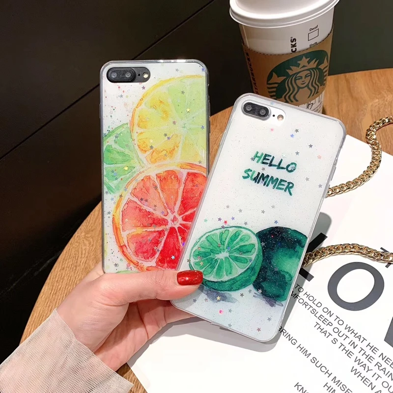 

Tfshining Silicone Phone Case For iPhone XR XS Max X Summer Fruit Lemon Pattern TPU Cover Case For iphone 6s 6 7 8 Plus Coque