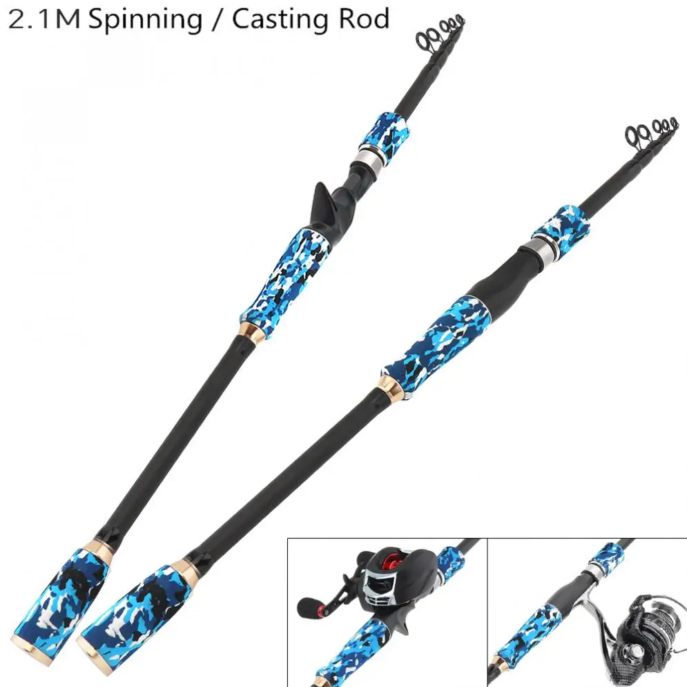 

2.1m Carbon Fiber Lure Fishing Rod Spinning / Casting Rod 5 Section Telescopic Ultra Light Travel Fishing Pole Lure Tackle