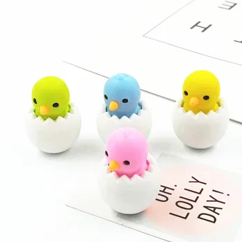 

Creative eggshell chicken eraser 3D modeling eraser removable animal eraser