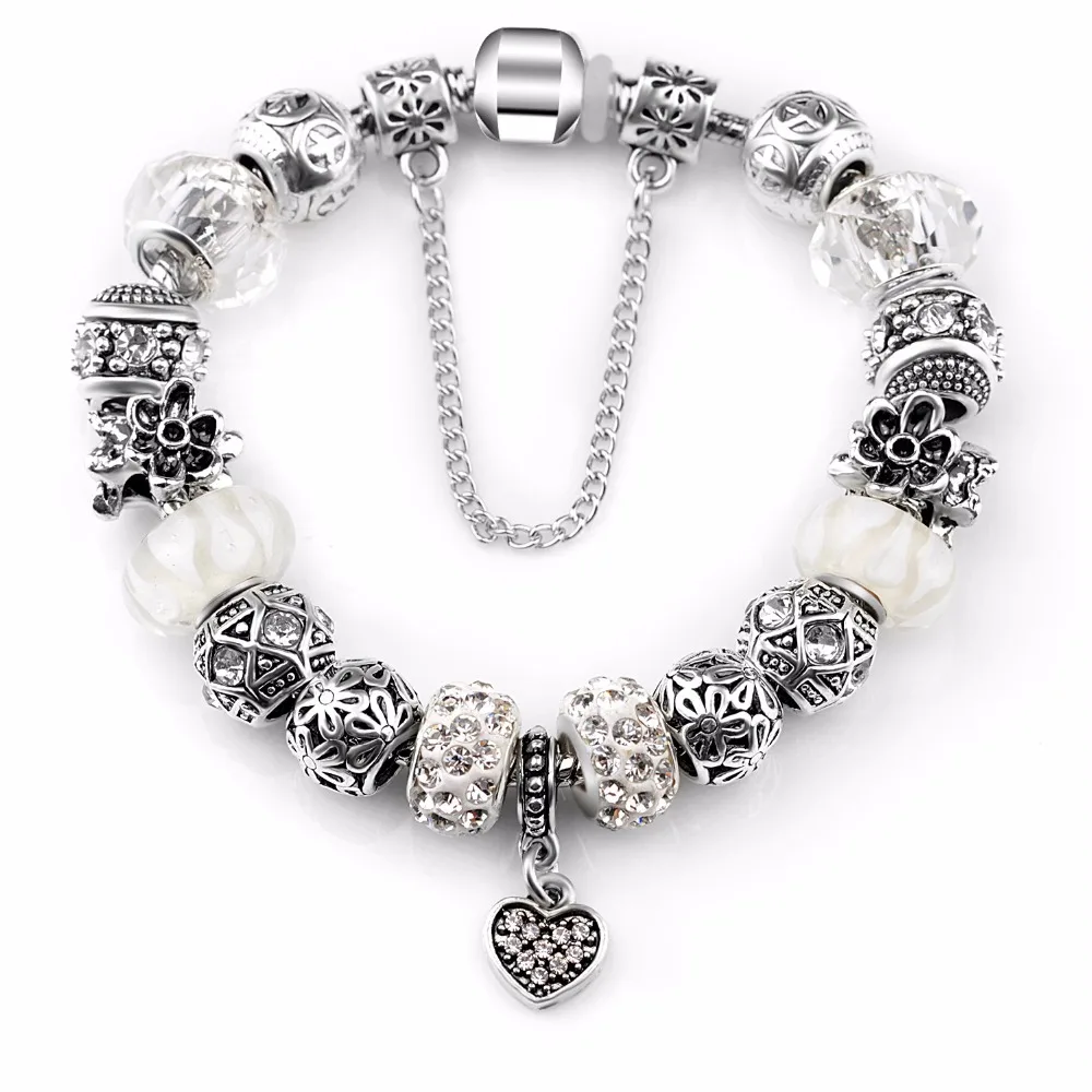 Новейшие подлинные серебряные антикварные изящные браслеты и браслеты для женщин, оригинальные браслеты с бусинами