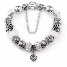 Новейшие подлинные серебряные антикварные изящные браслеты и браслеты для женщин, оригинальные браслеты с бусинами