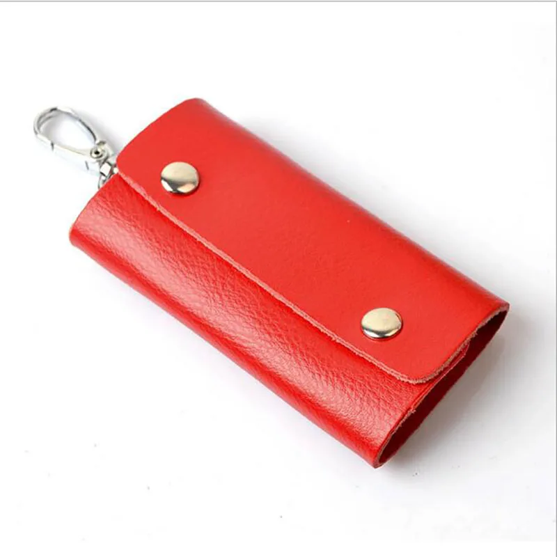

New 2017 Fashion Key Wallets 6 Rings Mini Wallet Purse Simple Design Genuine Leather Key Wallet Case 9 Colors