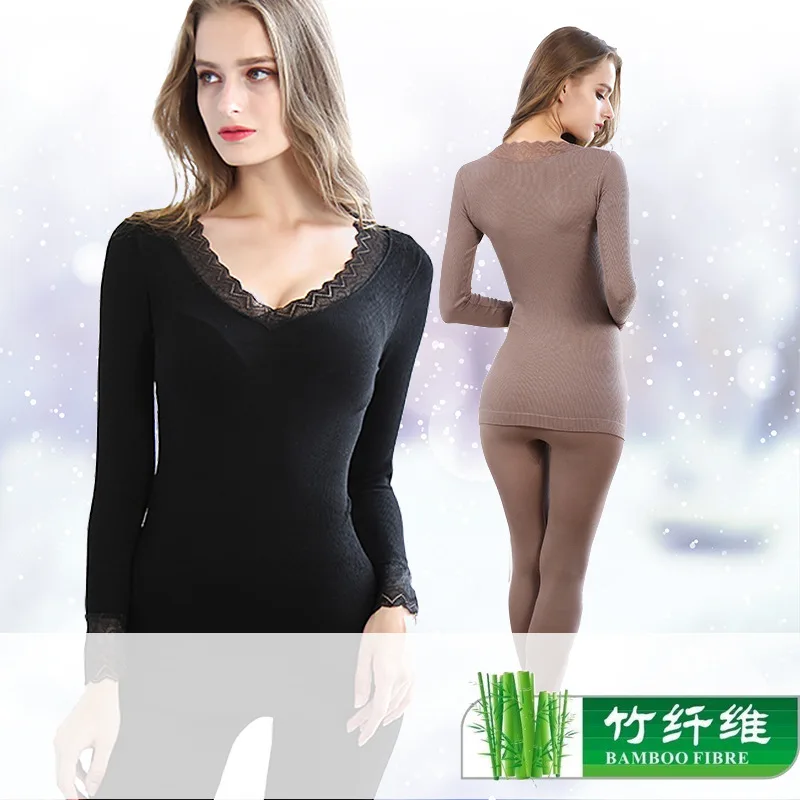 

Bamboo Fiber Bottoming Seamless Body 37 degree Constant Temperature Long Sleeve Thermal Women's Suit