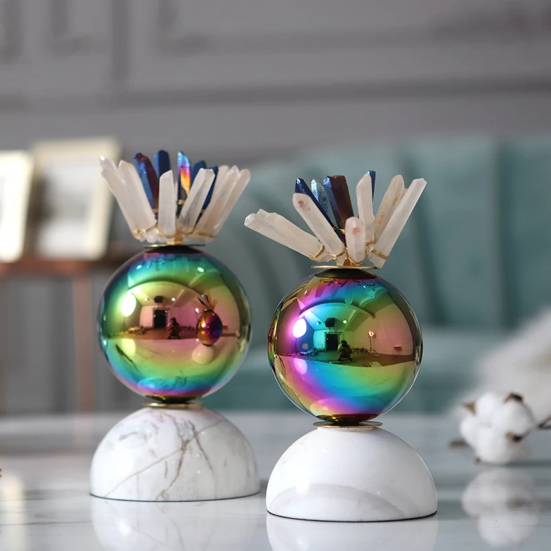  Nordic Colorful Metal Ball Sculptures Marble Statues For Decor Living Room Bedroom Home Rock Crysta - 32983221679