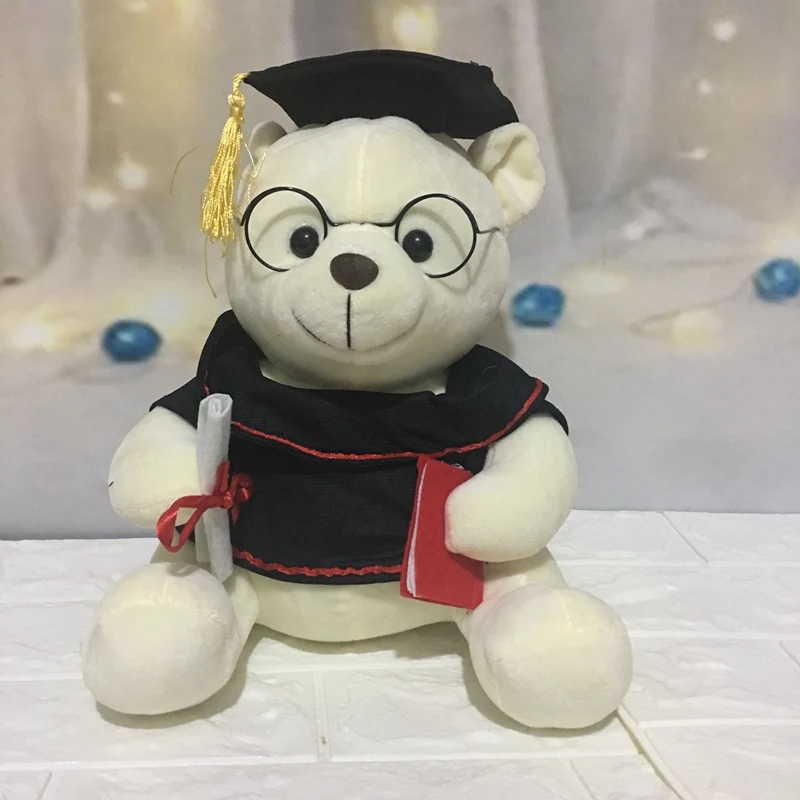

18-23CM Cute Glasses Doctor Bear Cartoon Sitting Posture Doctor Bear Plush Toys Graduation Gift Children's Home Decoration