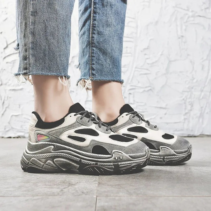 

Women Casual Shoes Thick Sole Ladies Platform Shoes Chunky Dad Shoes 2019 New Style Lace Up Thick Sole Casual Wedge Walking Shoe