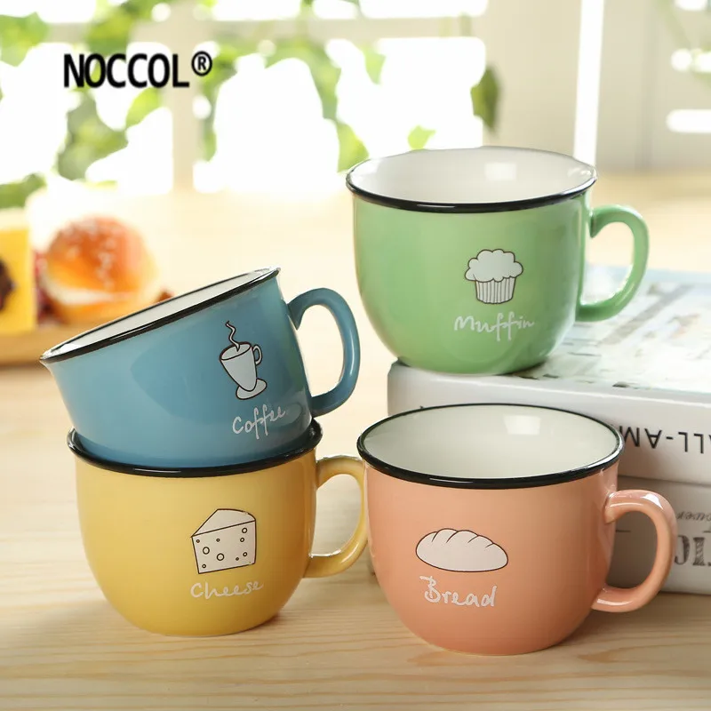 

NOCCOL Cartoon Mugs Cute Ceramic Cup Coffee Milk Tea Mug Home Office Drinkware Candy Color Novetly Gifts 1pc Eco-Friendly