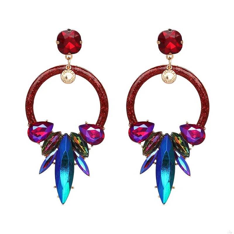 

6 Colors Bohemian Multicolored Luxury Crystal Earrings Statement Jewelry Fashion Women Drop Dangle Earrings Wedding Jewelry