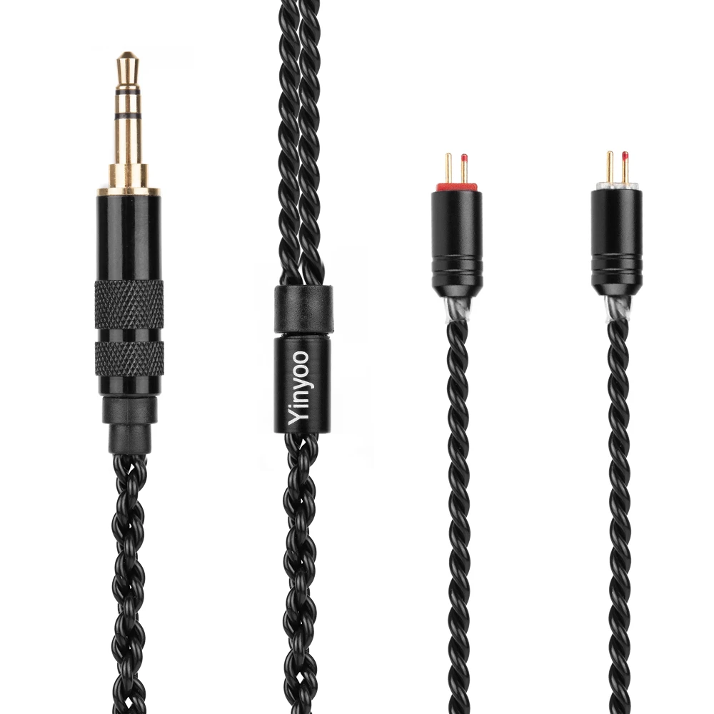 

Yinyoo H3 H5 4 Core Upgraded Silver Plated Black Cable 3.5/2.5/4.4mm Earphone Cable With MMCX/2pin For LZ A5 A4