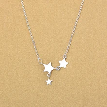 Стиль, 925 пробы, Серебряное колье с тройной звездой, колье, ожерелья для женщин, посеребренные ожерелья, ювелирные изделия