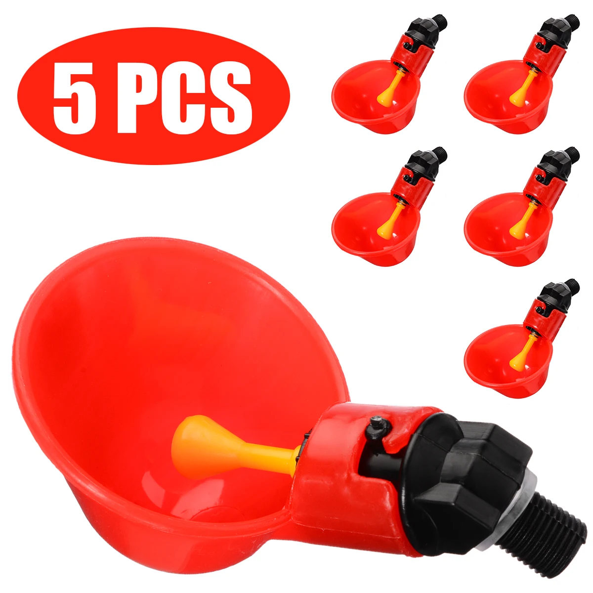 5pcs Automatic Bird Coop Feed Poultry Water Drinking Cups Chickens Hen Plastic Fowl Drinker Cups Tool