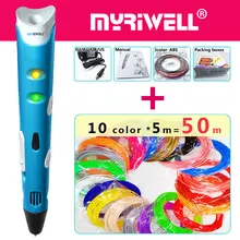 Myriwell 3d Ручка 3d ручки, 50m1. 75 мм ABS/PLA нити, 3 d pen3d модель, Creative3d ручка для печати, лучший подарок для детей DIY креативные, pen-3d