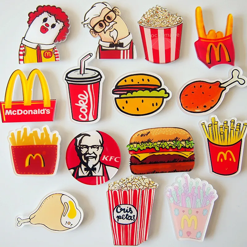 

(20 pieces a lot)Creative cartoon french fries Hamburg character acrylic refrigerator