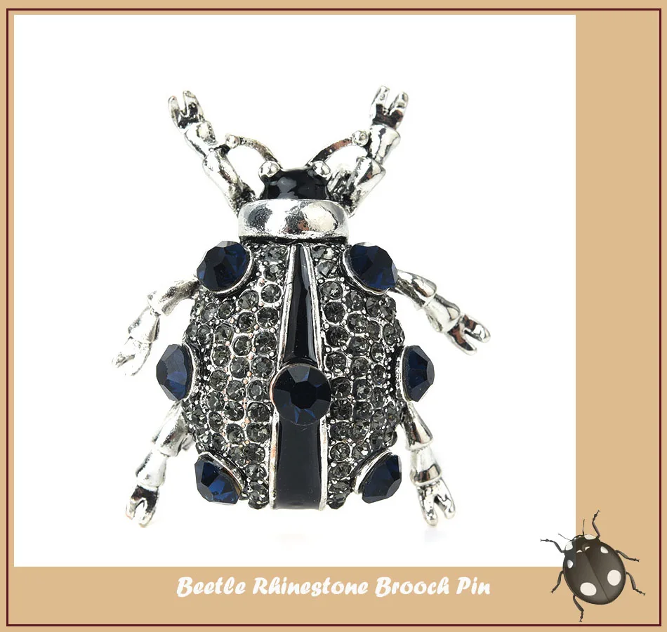 beetles rhinestone pin04