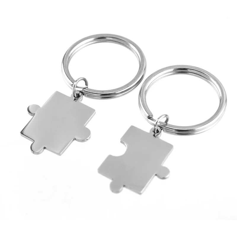 

Puzzle Metal Key Ring Loop Stainless Steel Personalized Blank Charm Key Chain Key Fob Accessories for Coupel/Friend 1pair