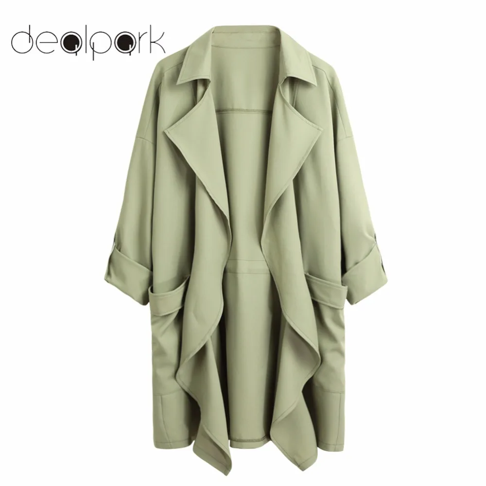 

2019 Autumn 5XL Plus Size Trench Coat for Women Solid Lapel Pocket Rolled Sleeve Casual Cardigan Loose Long Outerwear Oversize