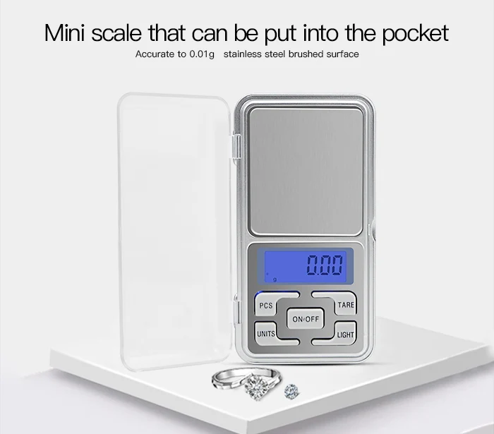 Köksvåg Digitala smycken 200/500 g 0.01 g Hög precision Bakgrundsbelysning LCD-skärm Mini Pocket Pulver Medicin Gram Bakning Väg