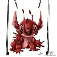 Customilo-Stitch-walt@ 02-походная сумка на шнурке для мужчин и женщин милый рюкзак для детей(черная спинка) 31x40 см#20180611-03-139