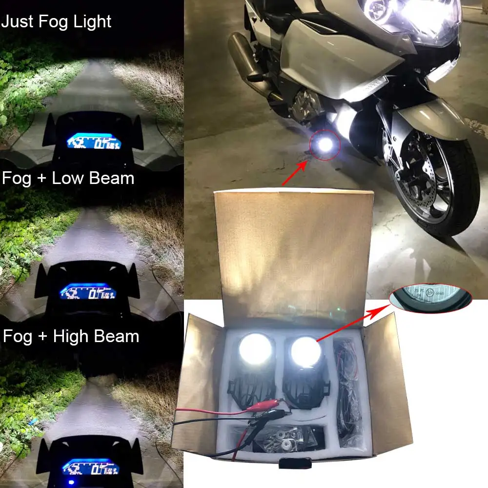 

40W LED Auxiliary Lamp Super Bright Fog Driving Light Kits with Protect Guards Wiring Harness For Motorcycle BMW K1600 R1200G