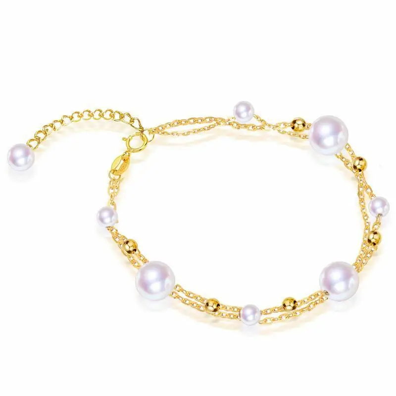 

elegant6-10mm south south sea white pearl necklace7.5-8inch14K