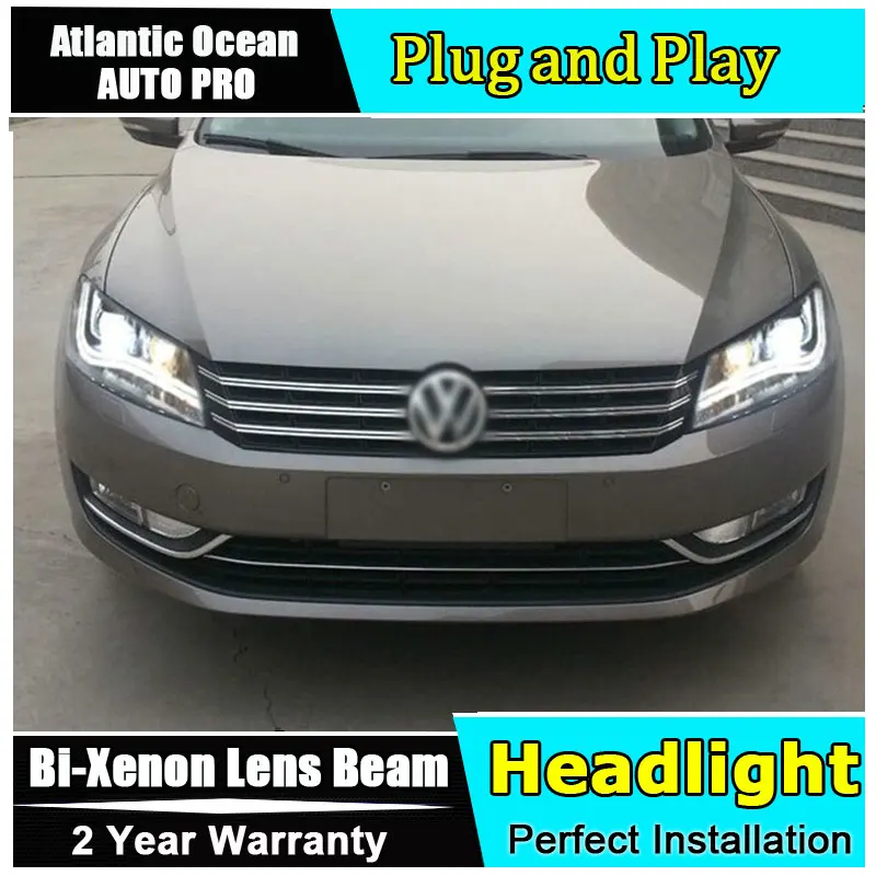 Best Price 2011-2015 For vw passat B7 headlights car styling LED light guide DRL Bi-xenon Double lens head lamps H7 car parking