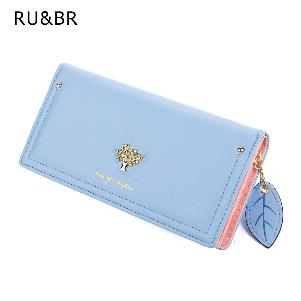 

Hot High Fashion Women Wallet New Korean Leaves Pendant Thread Women Purse Tree Rivet Zipper Hasp Clutch Cion Pocket Card Holder