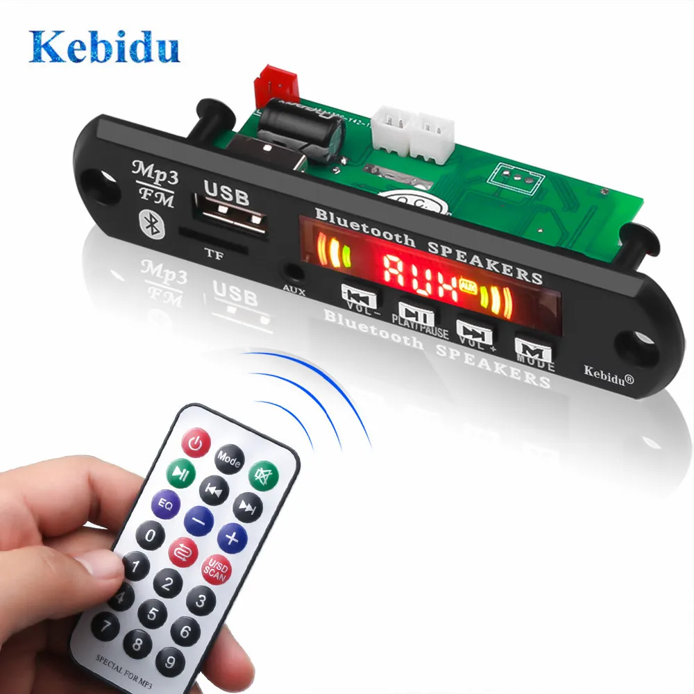 Bluetooth MP3 декодер KEBIDU 5 в 12 В плата FM радио модуль громкой связи TF USB AUX аудио + функция