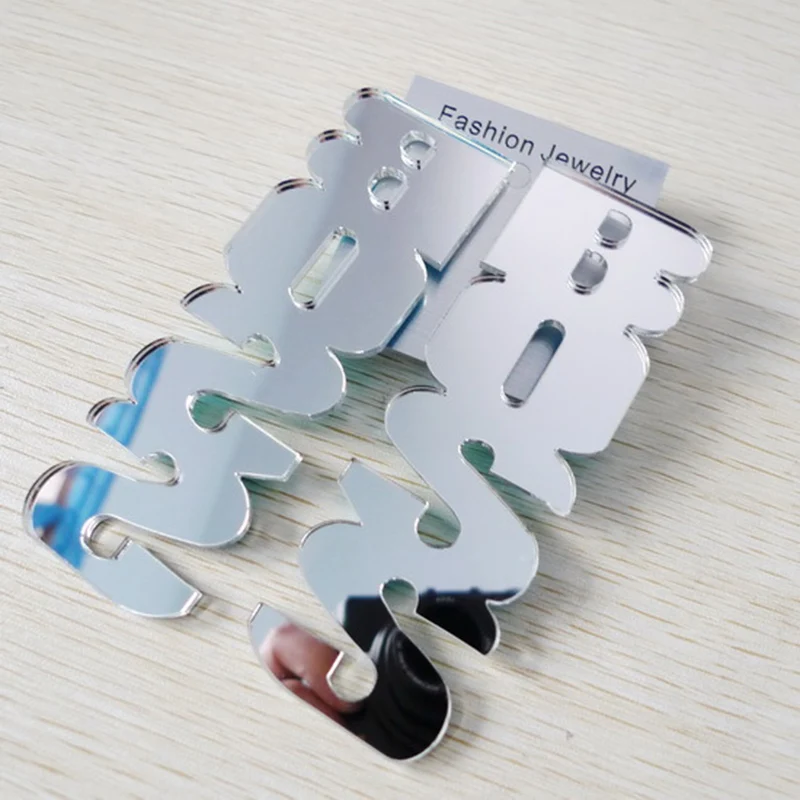 Гипербола длинные 7 цветов BOSS серьги с буквами серебряные зеркальные акриловые большие серьги-гвоздики для женщин ювелирные изделия E19081