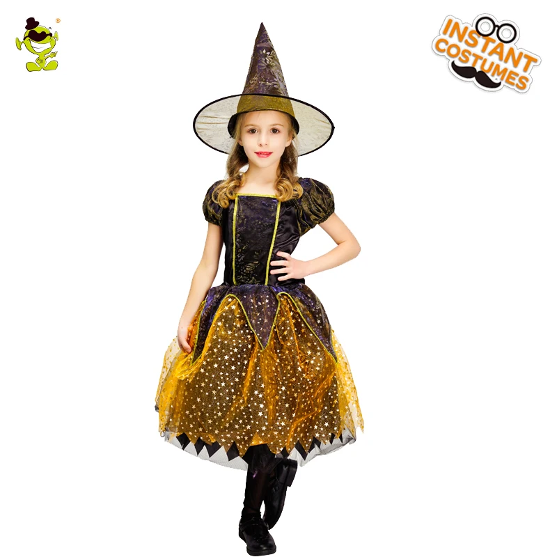 

QLQ Little Girl's Witch Costume Cosplay Beautiful Little Witch Dress Fancy Dress Halloween Parties for Girl Witch Clothes