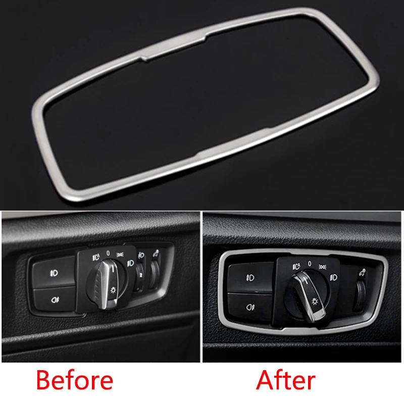 

Stainless Head light Switch Frame Dec Cover trim For BMW 1 Series F20 12-16&3 Series F30 F31 GT F34 13-17&4 Series F32 F36 14-17