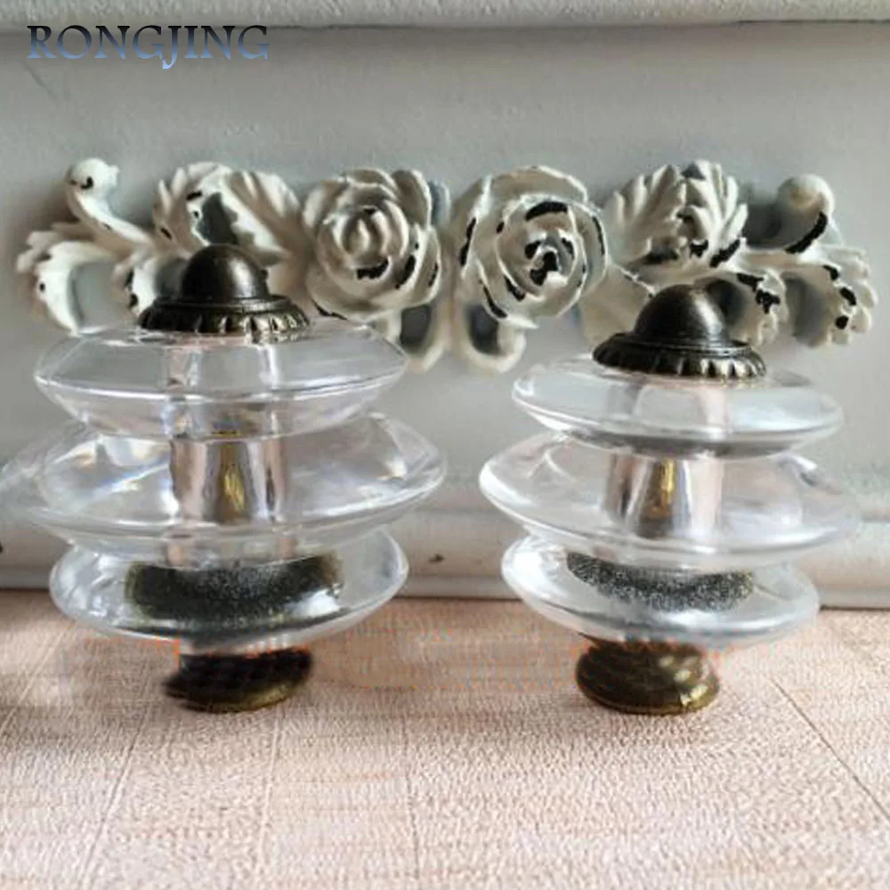 3x Plastic Threaded KnobsTowers Acrylic Kitchen Drawer Knobs