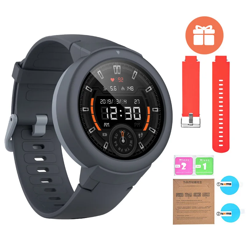 Английские Смарт-часы Huami Amazfit Verge Lite gps IP68 1," AMOLED экран 20 дней Срок службы батареи Verge Lite наручные часы - Цвет: Gray n red strap