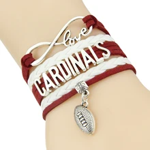 Бесконечная любовь Cardinals браслет футбол летучая мышь Шарм Кожа обертывание мужской браслет и браслеты для женщин мужчин ювелирные изделия