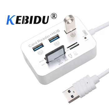 

kebidu New 3 Ports USB Splitter 4 Ports Card Reader with MS/SD/M2/TF COMBO High Speed Mini USB Hub For PC Laptop Computer
