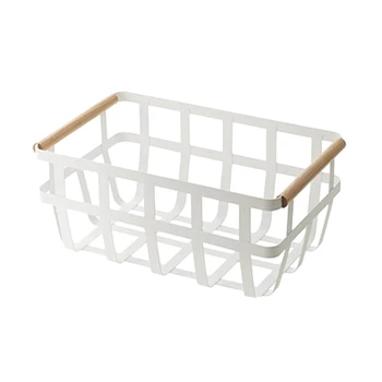 

Multi-Size Simple Wrought Iron Storage Basket Books Cosmetics Clothing Fruit Storage Basket Home Storage Basket (White)