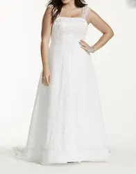 2019 шифоновое свадебное платье трапециевидной формы с молнией сзади длиной в Пол; с вышивкой бисером плюс размер свадебное платье одежда с